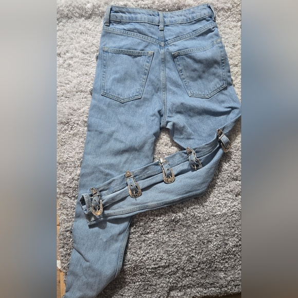 Topshop Light Blue Buckle Skinny Jeans - Picture 2 of 4
